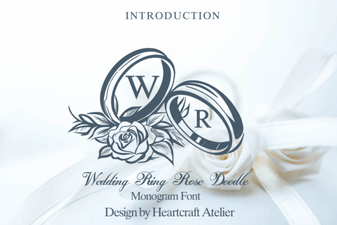 Wedding Ring Rose Doodle Font - Romantic Decorative Script Font for Wedding Invitations
